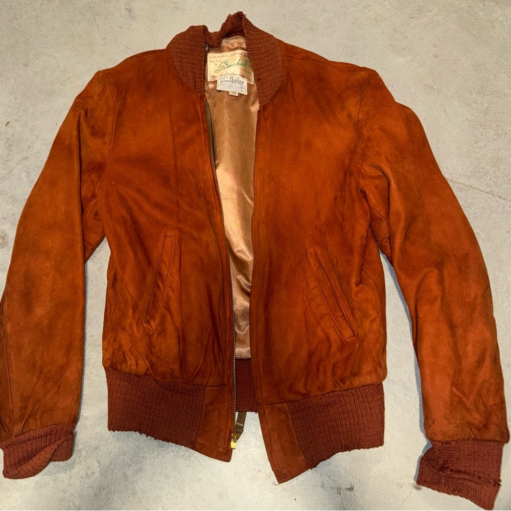 Vintage Simchak by Passaic Leather Classic Tan Bomber Jacket size 38